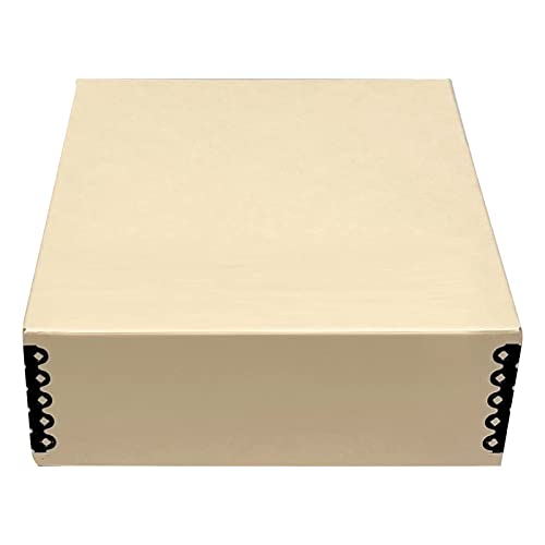 Golden State Art, Archival Storage Box, Acid-Free Drop Front Museum Box with Metal Edge for Storing Artwork Photos Documents Prints Arts And Crafts (Tan-9.25x11.75x3 Inches)