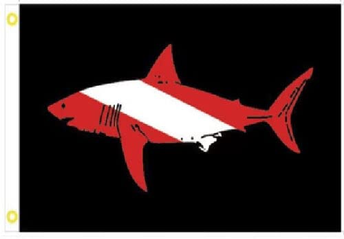 DIVER DOWN SCUBA SHARK BLACK 3'x5' Flag Banner