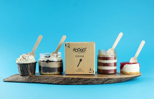 Miniatura 5 de Foogo Green 250 Cucharas De Postre De Madera Desechables, Certificadas Fsc , 9,5 Cm Cubiertos Desechables Pequeños, Helados, Gelatina, Cuchara De Madera Resistente, Cubiertos De Bambú Para Aperitivos