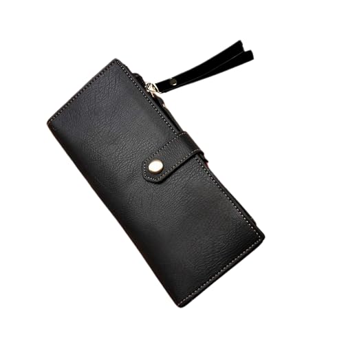 Image of Personalized Leather Wallet | Custom Name & Charm | Unisex Faux Leather Wallet with Button Closure | Stylish & Durable Gift for Men & Women (Black)