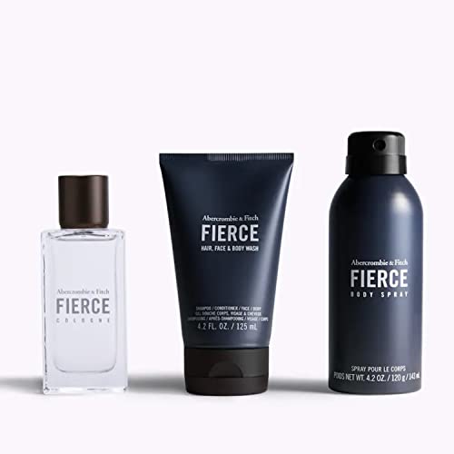 Abercrombie & Fitch Fierce Eau De Cologne Gift Set For Men - (1.7 Oz) Cologne, Hair & Body Wash And Body Spray #TOP1