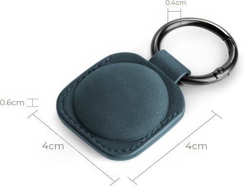 Image of Leather Case Keychain - Protective Holder Compatible with Apple AirTag 1 & 2 for Keys, Pet Collars, Bags & Luggage - Scratch-Resistant, Soft Touch, Secure Ring | Blue