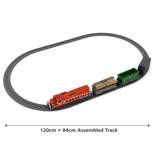 Image of Freight Train Set for Kids with Track - 20 Piece Electric Train Toy with 3 Cargo Wagons Sound Light Effects Battery Operated Classic Locomotive Toy Train