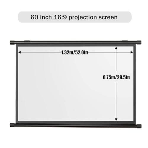 Pantalla manual para proyector 60" 16:9 blanco y metal miniatura 7