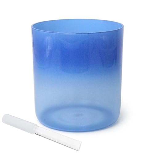 8 Inch Blue Gradient Alchemy Crystal Singing Bowl, Sound Healing Bowl, Chakra Bowl, Gift For Yoga Meditation, With Free Acrylic Striker & O-ring(D Note)