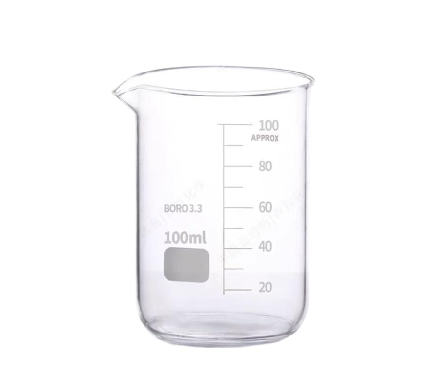 1 szt. Zlewka ze szkła borokrzemianowego - Zlewka laboratoryjna o grubych ściankach zapewniająca odporność na wysoką temperaturę i dokładny pomiar(100ml)