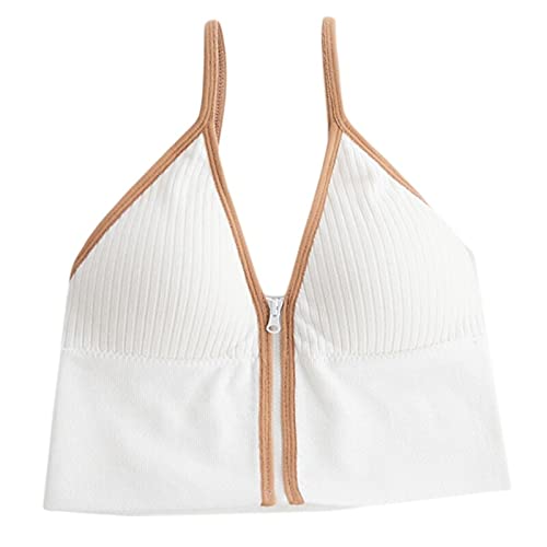 Nyamah Sales Women Front Zipper V-Neck Padded Wire Free Sports Bra Top with Removable Pads Fit Free Size (1 PCS)