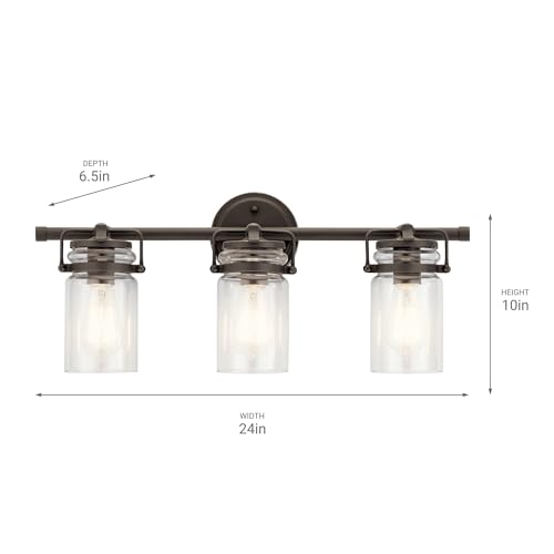 Image of KICHLER Brinley 24 inch 3 Light Vanity Light with Clear Glass in Olde Bronze