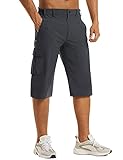 KEFITEVD Leichte Sommerhose Herren Dreiviertel Cargo Hose Elastisch Mountainbike Klettern Hosen Männer Strandhose 3/4 Lang Dunkelgrau 36