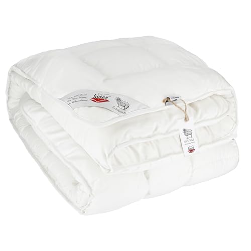 kotex Wolldecke - Decke – Ganzjährig – Füllung: 100% Wolle – Oberseite: 100% Baumwolle – 100% Natürliche Schafwolle – Schlafdecke – Antiallergisch – Hergestellt in der EU - Größe: 135x200 cm