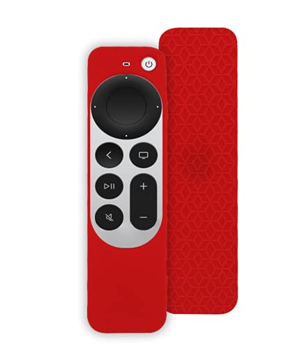 Silicone All Inclusive Case for Apple TV 4K Remote Controller 2021,Protective Silicone Cover Lightweight [Anti Slip] Shock Proof Skin Holder for New Apple TV 4K Siri Remote Controller (Red)