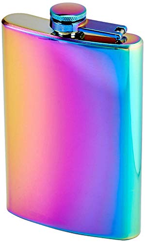 Gifts Infinity® Raindow Stainless Steel Hip Flask Assorted Colors, 8oz, (Rainbow Flask)