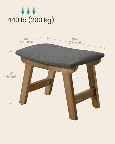 Image of SONGMICS Foot Stool Ottoman, Padded Foot Rest Under Desk with Solid Wood Frame, Removable Cover, for Living Room, 9.8 x 15.4 x 11.8 Inches, Slate Gray and Brown ULSF052GN01
