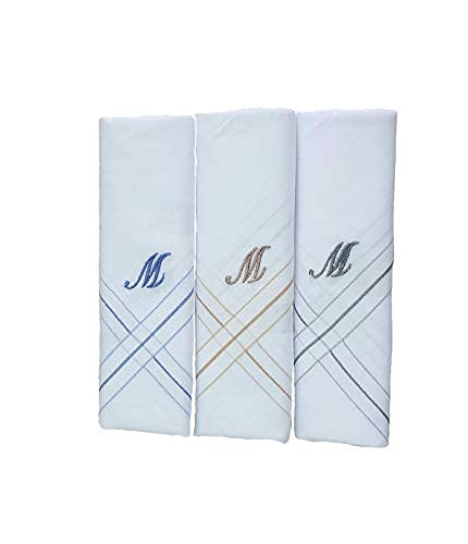 Image of GOLU MOLU Cotton White Formal Handkerchief Pack Of 6 | Office Travel Daily Use | Custom Initial Design | Free Size | Cotton Fabric | Customised N95 Mask Included