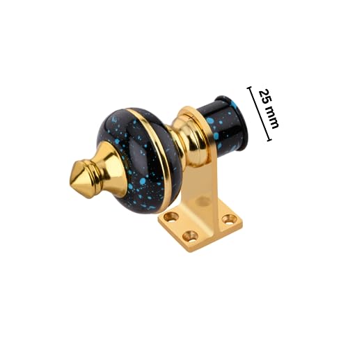 Image of Stylish Curtain Hooks /Curtain Knobs /Rod Rail Bracket for Home Black Blue Marble Finish (12P, Black Blue Marble Gold)