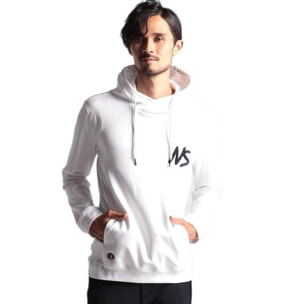 [ニコルクラブフォーメン] NICOLE SPORTS サガラ刺繍プルオーバーパーカー 09ホワイト 48(L)