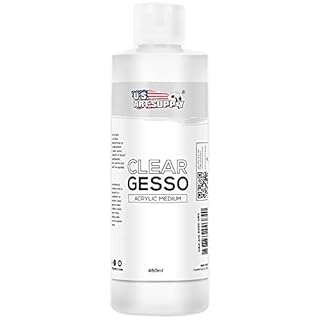U.S. Art Supply Clear Gesso Primer (16oz) for Oil & Acrylic Painting - Enhances Blending & Canvas Paint Prep - Mixable Clear Gesso Primer for Acrylic Painting