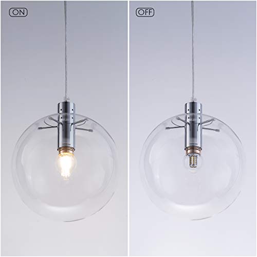 Bewamf Modern Glass Globe Pendant Light 9.84 Inch Chrome, Adjustable Edison Ceiling Pendant Light Fixtures For Kitchen Island Farmhouse Restaurants #TOP7