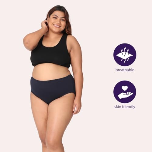 Image of Adira | 3XL to 10XL Cotton Panties for Women Plus Size | High Waist Panty with Full Coverage | Inside Elastic - No Elastic Exposure to Skin | Plus Size | Pack of 3