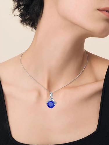 Birthstone Necklace for Women White Gold Plated Dainty Necklaces Anniversary Birthday Christmas Valentine Engagements Mothers Day Jewelry Gifts for Mom Wife Her Girlfriend 18+2 Inches3