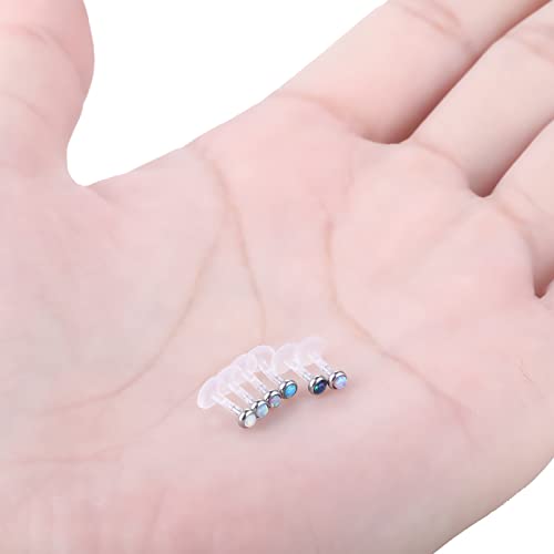 Xpircn 16G Stainless Steel Opal Labret Monroe Lip Ring Tragus Helix Earring Studs Piercing Jewelry 6PCS - Image 5