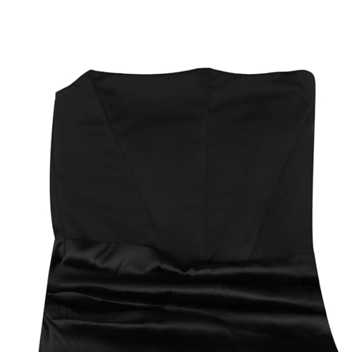 Image of ANKOMINA Women's Strapless Boned Corset Satin Dress Sexy Backless Pleated Stitching Dresses for Wedding Cocktail