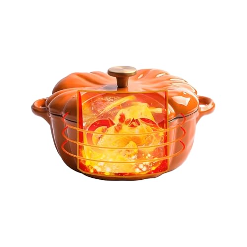 Horno holandés de calabaza, olla de cocción de calabaza, olla a fuego lento de calabazas, olla antiadherente, fácil de limpiar, para saltear guisos, hervir, asar, hornear, enlatar a fuego lento