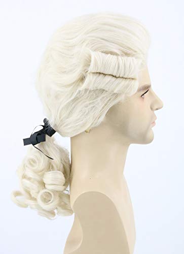 topcosplay mens or womens colonial george historical judge costumes wig white halloween wigs beige