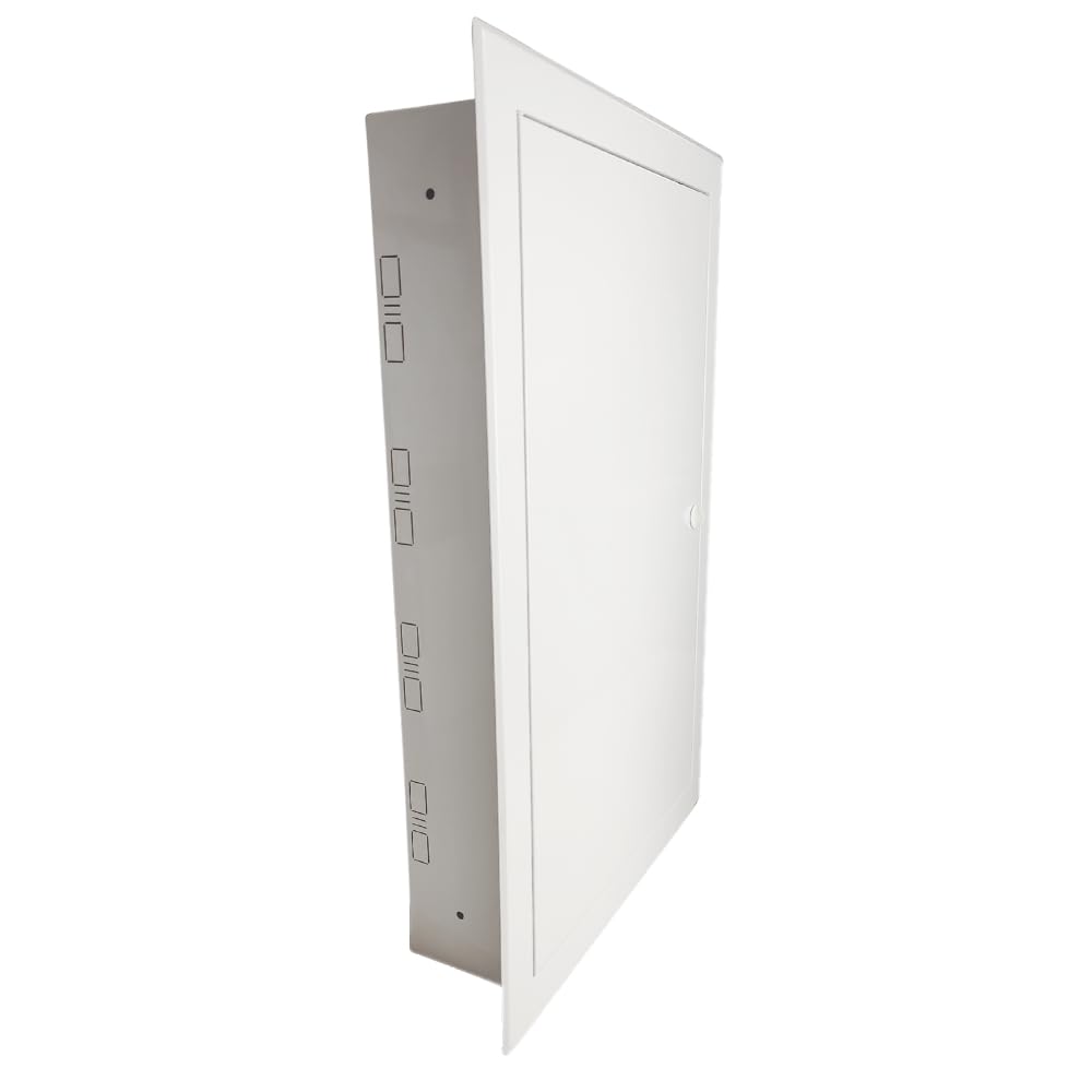 Doktorvolt Caja de distribución empotrada, caja de fusibles, armario de distribución, carcasa de metal, distribuidor empotrado, 72 módulos, 4 filas con puerta, color blanco, IP30 IK07 para instalación
