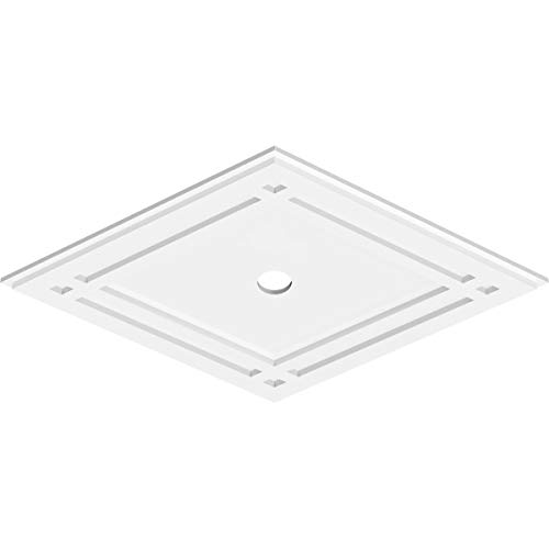 Image of Ekena Millwork CMP32X21DD-02000 Diamond Architectural Grade PVC Contemporary Urethane Ceiling Medallions 32 inchW x 21 3 /8 inchH x 2 inchID x 11 1 /4 inchC x 1 inchP