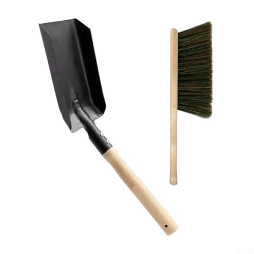 Juego de cepillo y raspador de cenizas para chimenea, kit de limpieza de acero resistente con mango ergonómico y agujeros para colgar