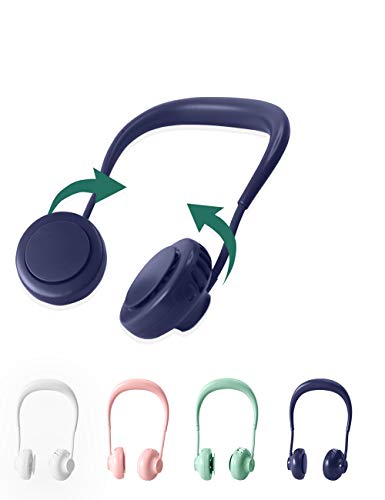 360 degrees adjustable Neck Fan,2020 New Upgraded,SKEJER,Portable Headphone Design, Hands Free,Fresh the air with 3 Speeds The all-around design will not entangle your hair(Navy Blue)