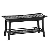 Eastglory Bamboo Entryway Storage Bench with Shelves Shoe Rack Bench Seat Organizer for Porch Bedroom Bathroom Balcony 39 x 13 x 19.2 Inches Black