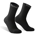 RANDY SUN Waterproof Socks for Men Women, Outdoor Sports Neoprene Dry Feet Rain Seamless Ankle Socks for Fishing Wading 1 Pair (Black, Small)