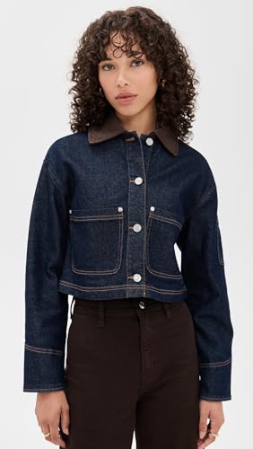 Avec Les Filles Women's Combo Collar Crop Trucker Jacket2