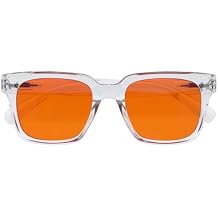 OPULIZE ERA Sunglasses for Women & Men- Orange Tinted Lens- Anti-reflective Anti-Glare UV400 Protection Lenses- Oversized Rectangular Frame- Spring Hinges- ClearPack 1 of with 1 Pouch