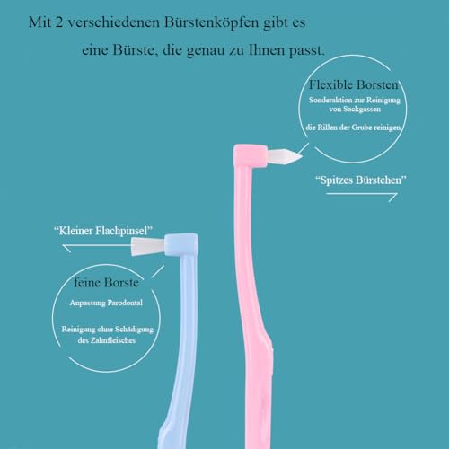 2 Büschelzahnbürsten, Büschelzahnbürste Brush, 1 Flache Büschelzahnbürste, 1 Spitze Büschelzahnbürste, Interdentalbürste Für Kieferorthopädische Zahnspangen Und Brückenreinigung (Blau, 16cm*2cm)