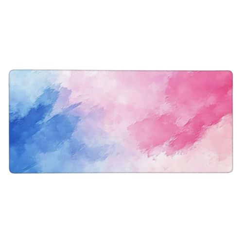 Gaming mouse pad grande de 80 x 30 cm rosa y azul con base de goma antideslizante G373