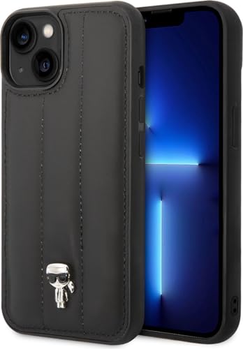 Karl Lagerfeld KLHCP14MPSQPK Coque Rigide pour iPhone 14 Plus 6,7" Noir/Black Puffy Ikonik Pin