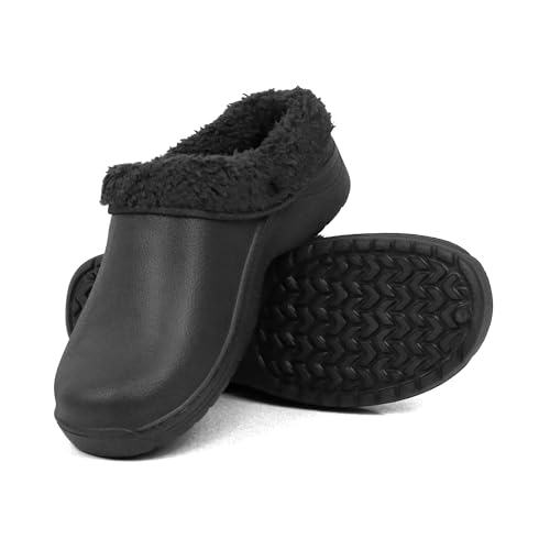 COZSERIES Zuecos Hombre Invierno Forrados Interior Exterior Cálidos Cómodos Antideslizantes Goma Ligera Resistentes Fáciles Limpiar Diseño Moderno Diario Casa Regalo Hecho En España MT NEGRO 38