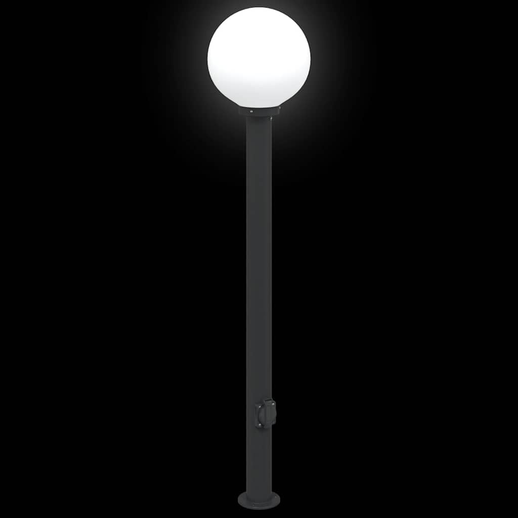 Lampy słupkowe z gniazdkiem ze stali nierdzewnej, 3 sztuki, 120 cm, czarne, IP44, do użytku na zewnątrz, na taras, do ogrodu, oświetlenie drogi z rozproszonym światłem i wytrzymałym