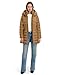 Laundry by Shelli Segal Women's Windbreaker Puffer Coat– Mid-Length Fit & Flare Jacket, Side Velvet Tape, Toffee, Large