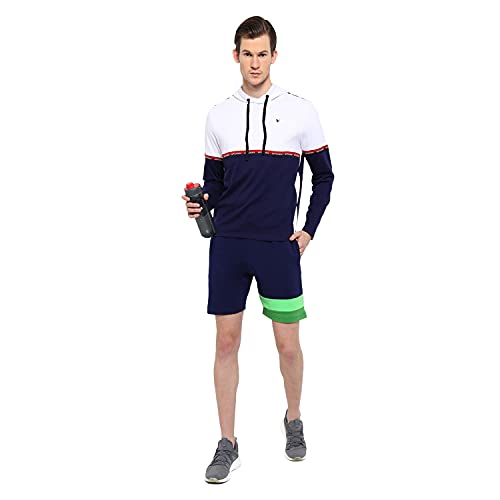 Image of AM SWAN Mens Premium Cotton Colourblocked Printed Stylish Comfort Knee Length Shorts
