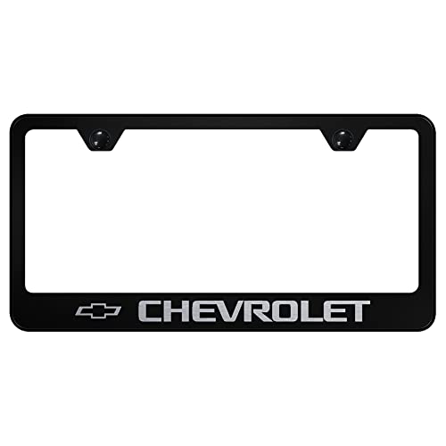 Marco de matrícula con logotipo grabado con láser para Chevy en acero inoxidable negro