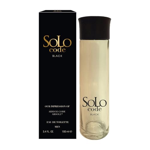 Solo Code Black Cologne for Men, Captivating Masculine, EAU DE TOILETTE, 3.4 Ounces Scent of Green Mandarin & Apple, Spicy Heart Of Orange Blossom & Nutmeg, Perfect Fragrance for Daytime & Nighttime image 2