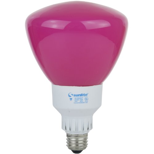 Sunlite SL25R40/P CFL R40 Colored Reflector Bulb, 25 Watts (100W Equivalent), 120 Volts, Medium (E26) Base, Compact Fluorescent, 8,000 Hours, UL Listed, 1 Pack, Pink