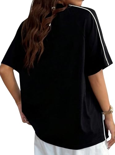 Remidoo Womens Summer Casual Loose Fit Tshirt 3D Line Crewneck Short Sleeve T Shirt Tee Top2