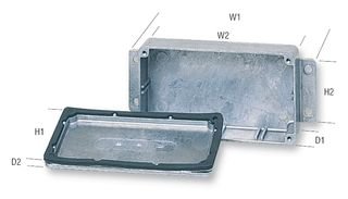 Enclosure, Box, Diecast, Flanged, Ip66, EMI/rfi Box, 77 Mm, 101.6 Mm, 140 Mm, Aluminium, Unfinished Rohs Compliant: Yes - 456-0100