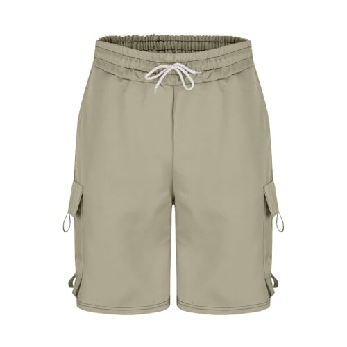 Image of Men's Cargo Shorts Casual Lightweight Quick Dry Outdoor Hiking Short Drawstring Loose Fit Cargo Shorts Multi-Pocket