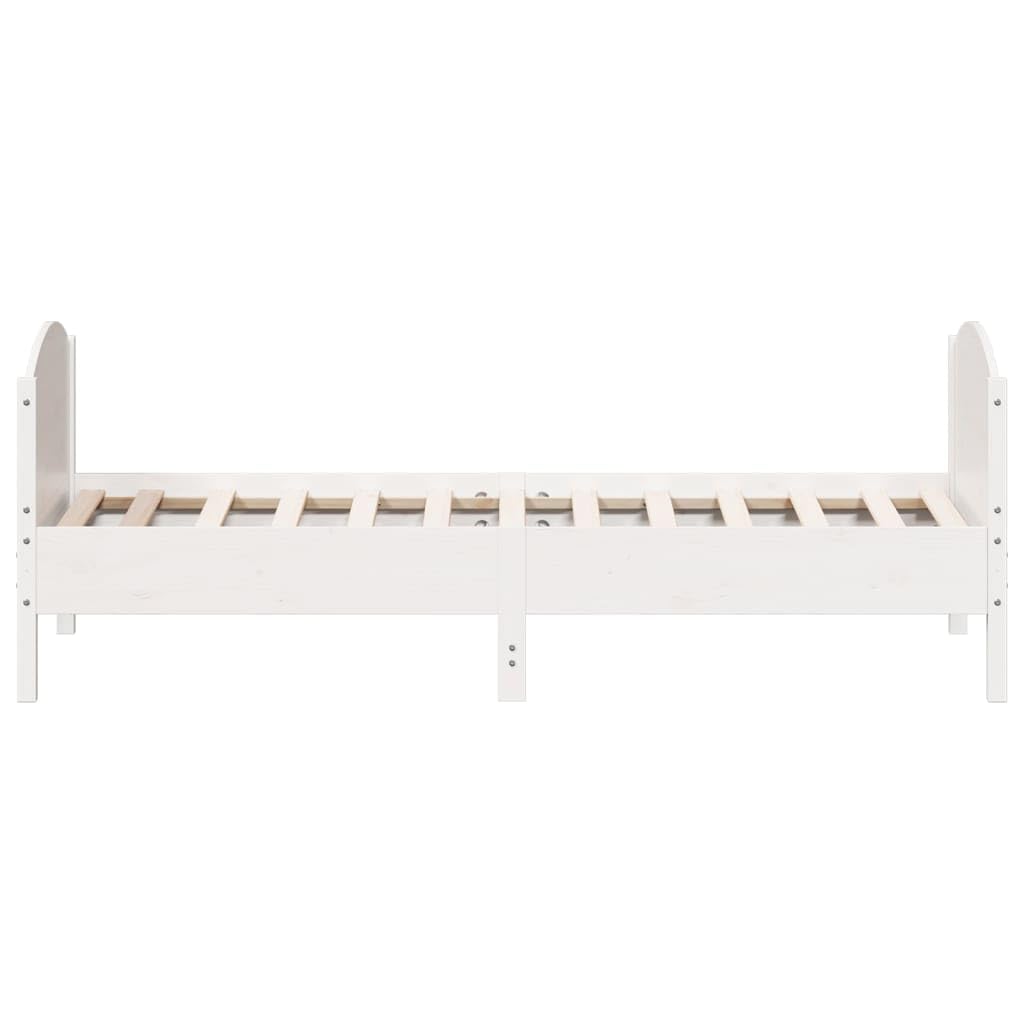 vidaXL Estructura de Cama con Cabecero, Somier de Listones de Invitados, Armazón de Cama, Mueble para Dormitorio, Madera de Pino Blanco 90x190 cm